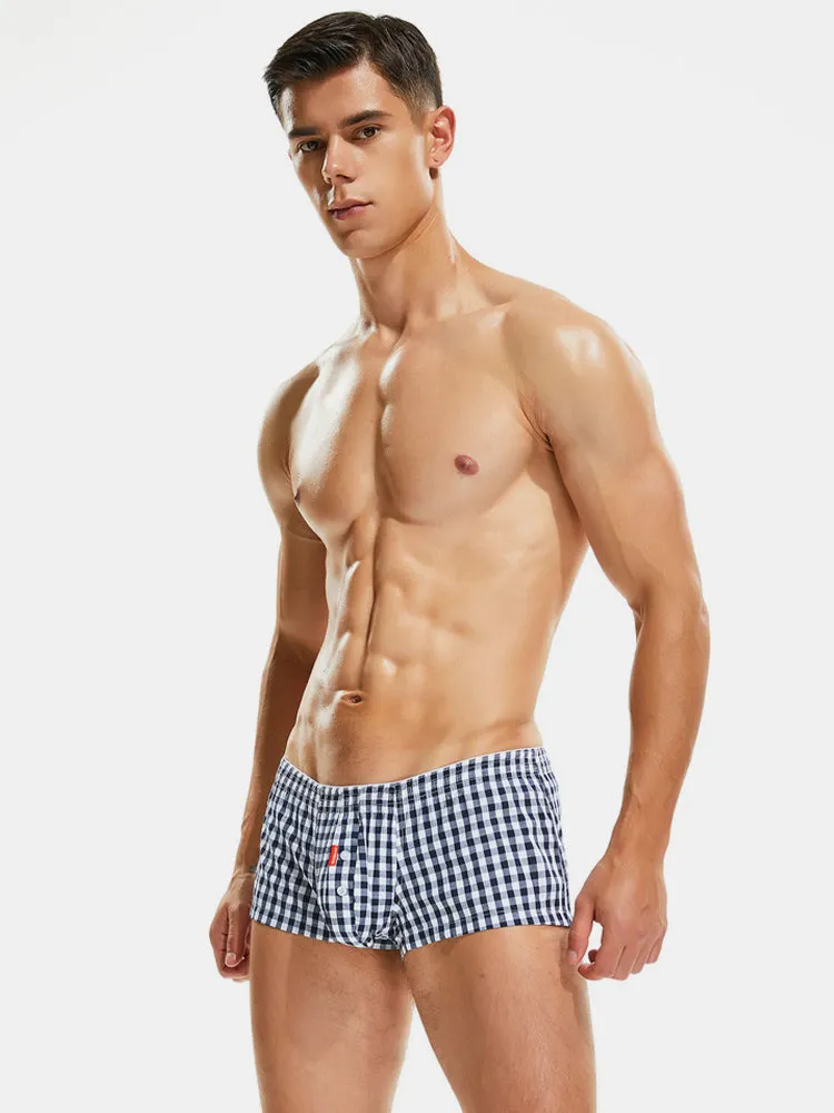 Plaid 100% Cotton Men's Soft Trunks