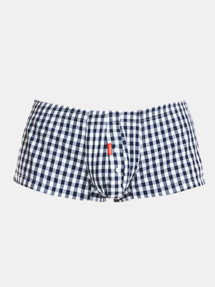 Plaid 100% Cotton Men's Soft Trunks