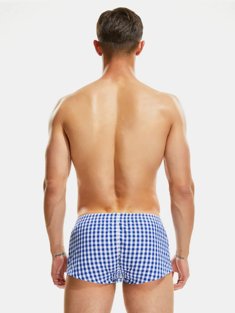 Plaid 100% Cotton Men's Soft Trunks