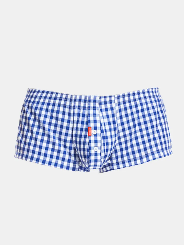 Plaid 100% Cotton Men's Soft Trunks