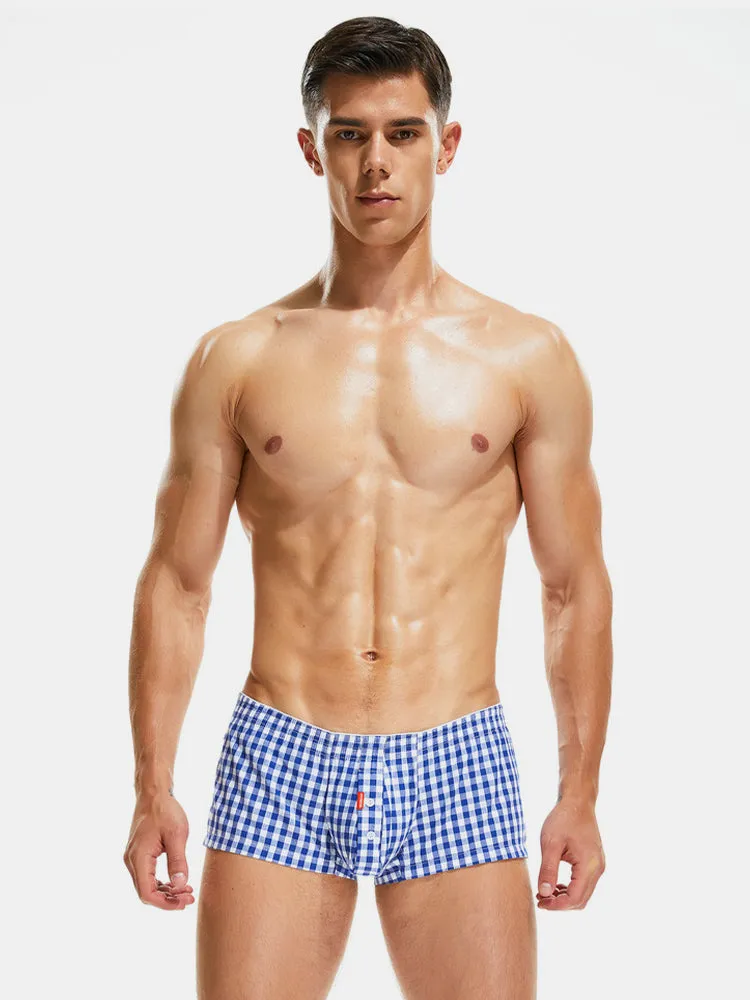 Plaid 100% Cotton Men's Soft Trunks