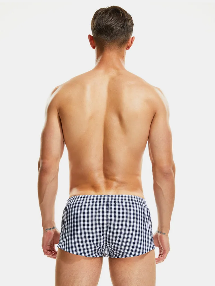 Plaid 100% Cotton Men's Soft Trunks