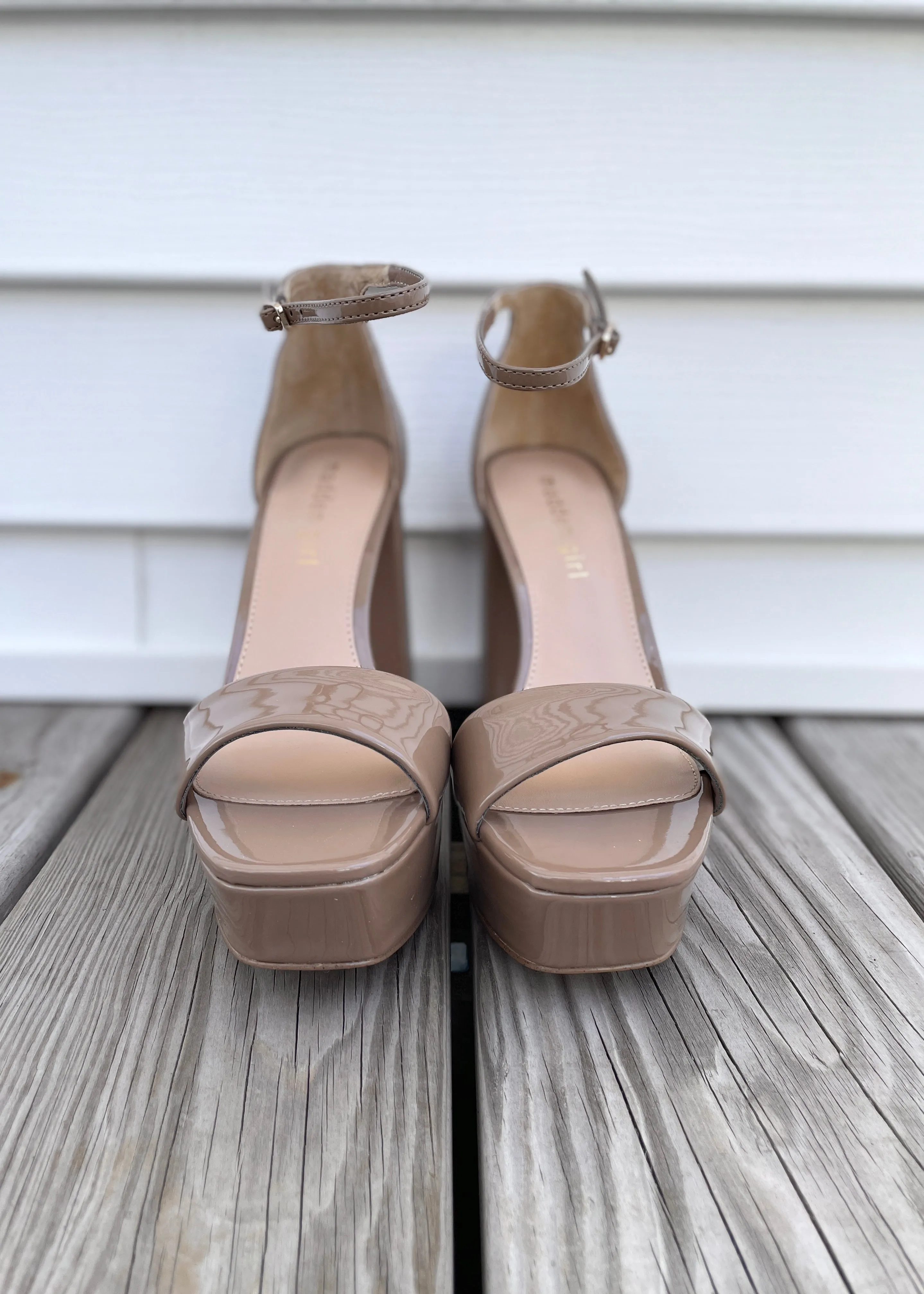 platform patent dress heel