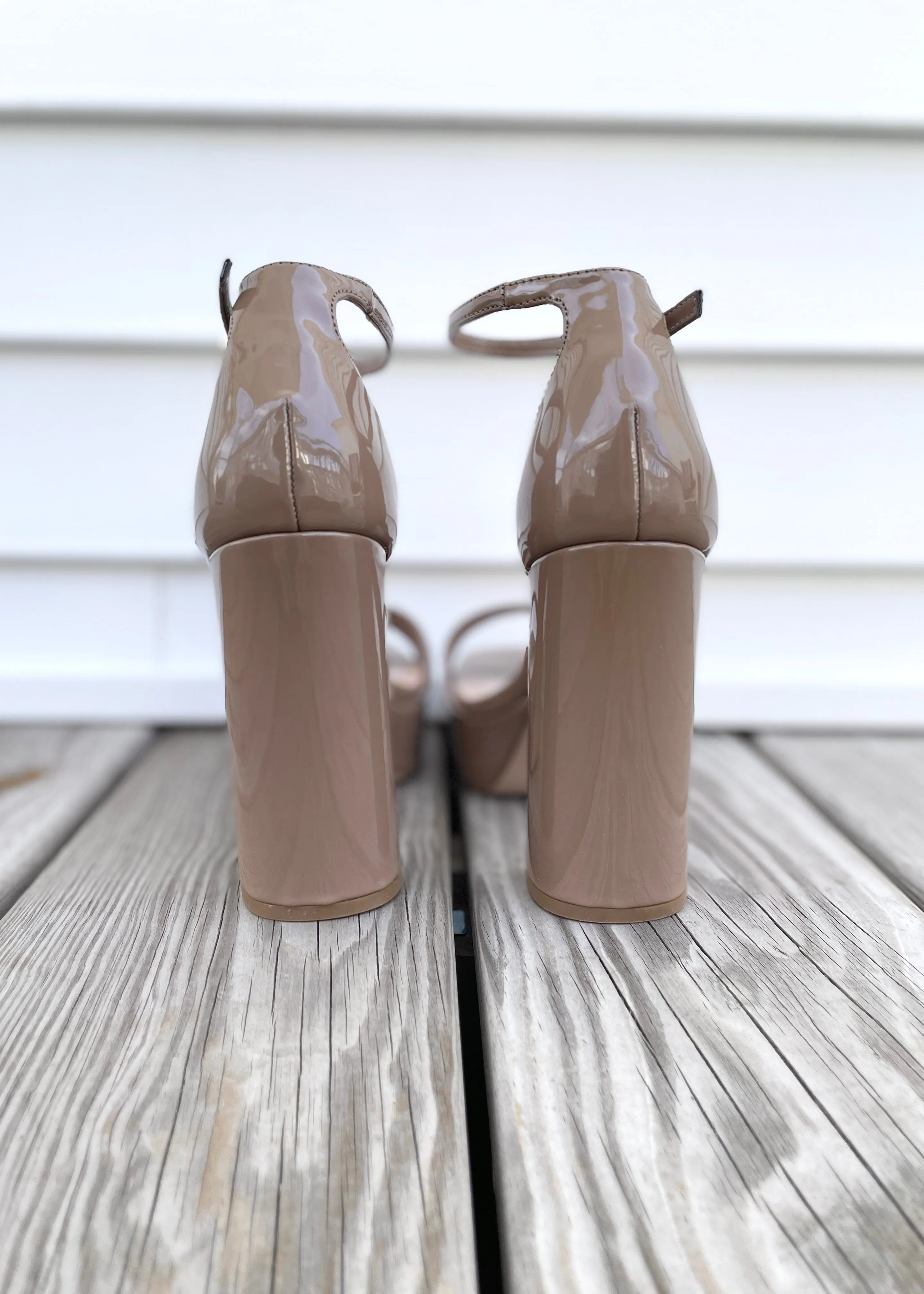 platform patent dress heel