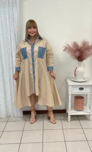 Plus nude & denim Dress