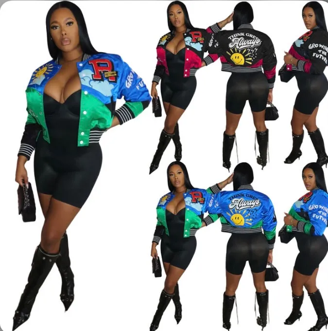 Printed Casual Fashion Baseball Coat