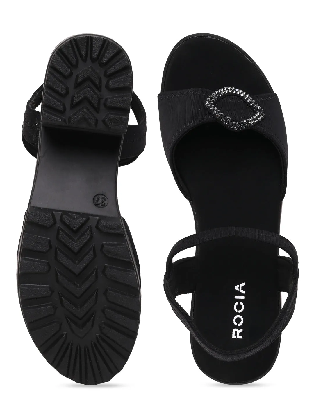 Rocia By Regal Black Women Casual Platform Sandals