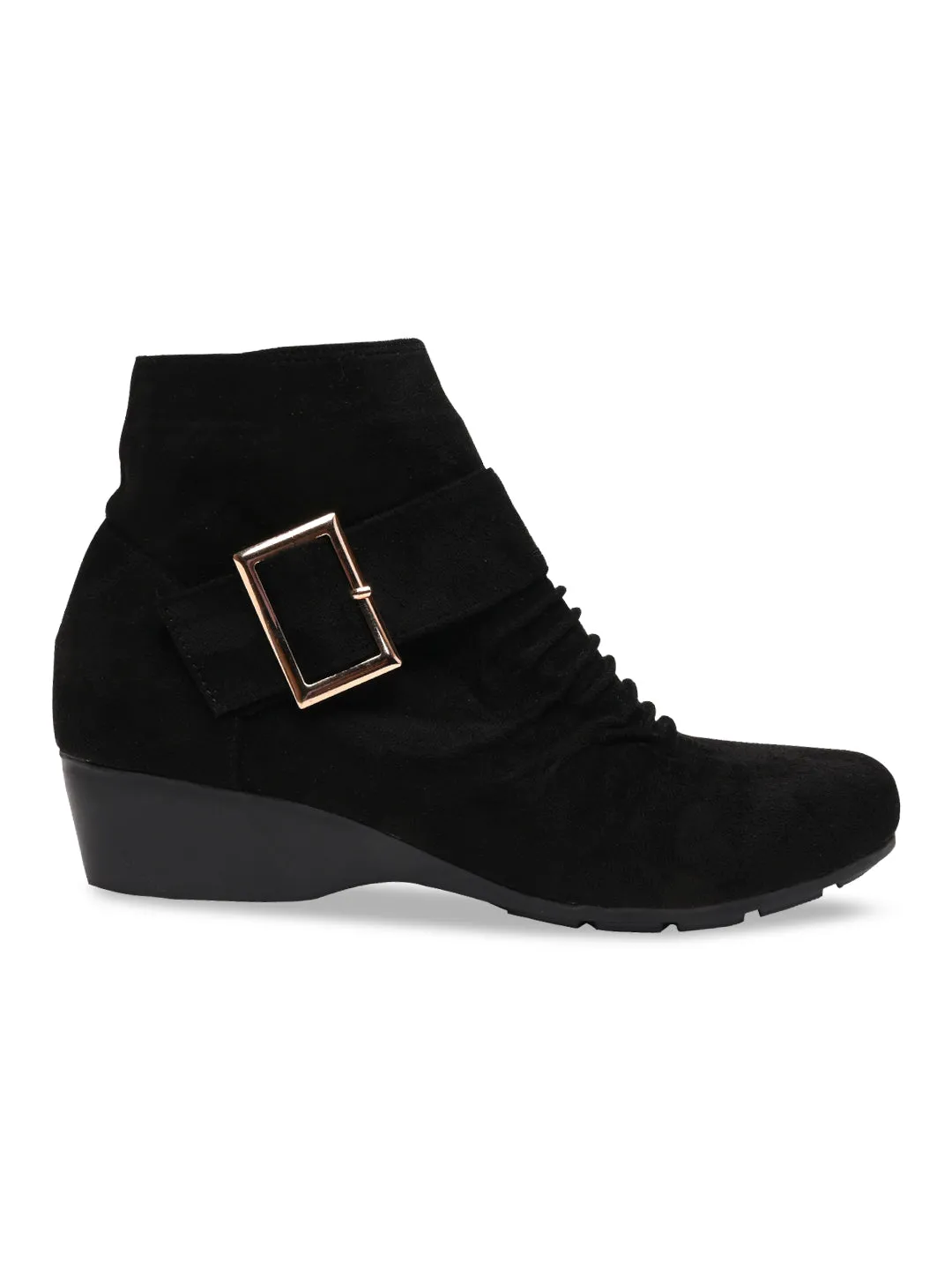 Rocia By Regal Black Women Suede Ankle Length Boots