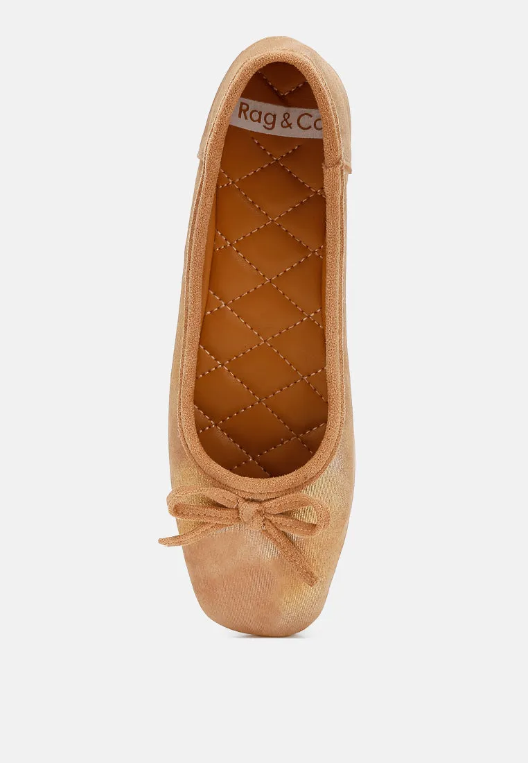 Rubyrose Genuine Suede Bow Ballerinas