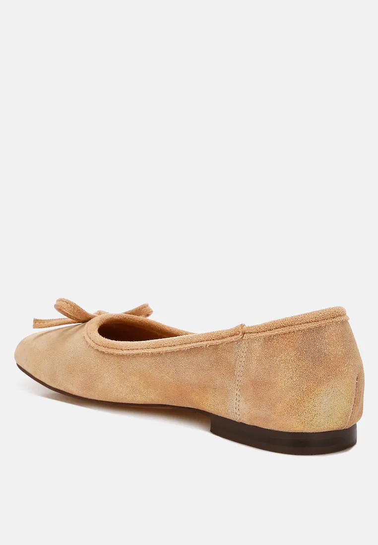 Rubyrose Genuine Suede Bow Ballerinas