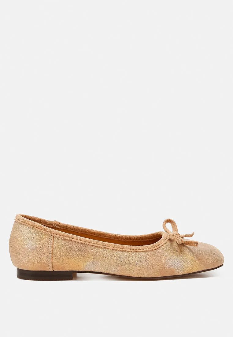 Rubyrose Genuine Suede Bow Ballerinas