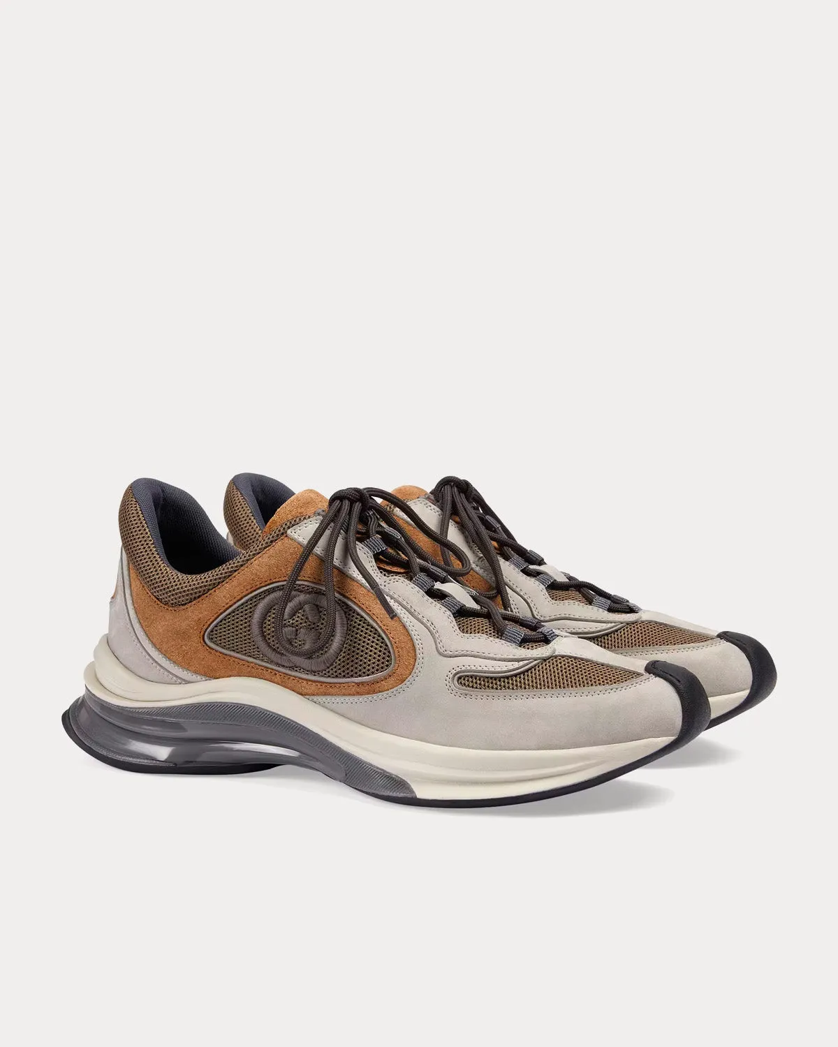 Run Suede Light Grey / Brown Low Top Sneakers