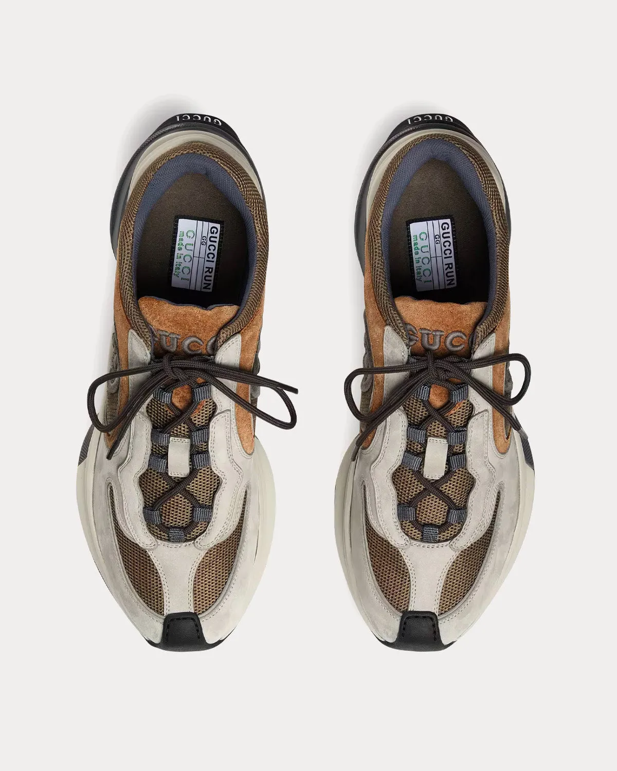 Run Suede Light Grey / Brown Low Top Sneakers