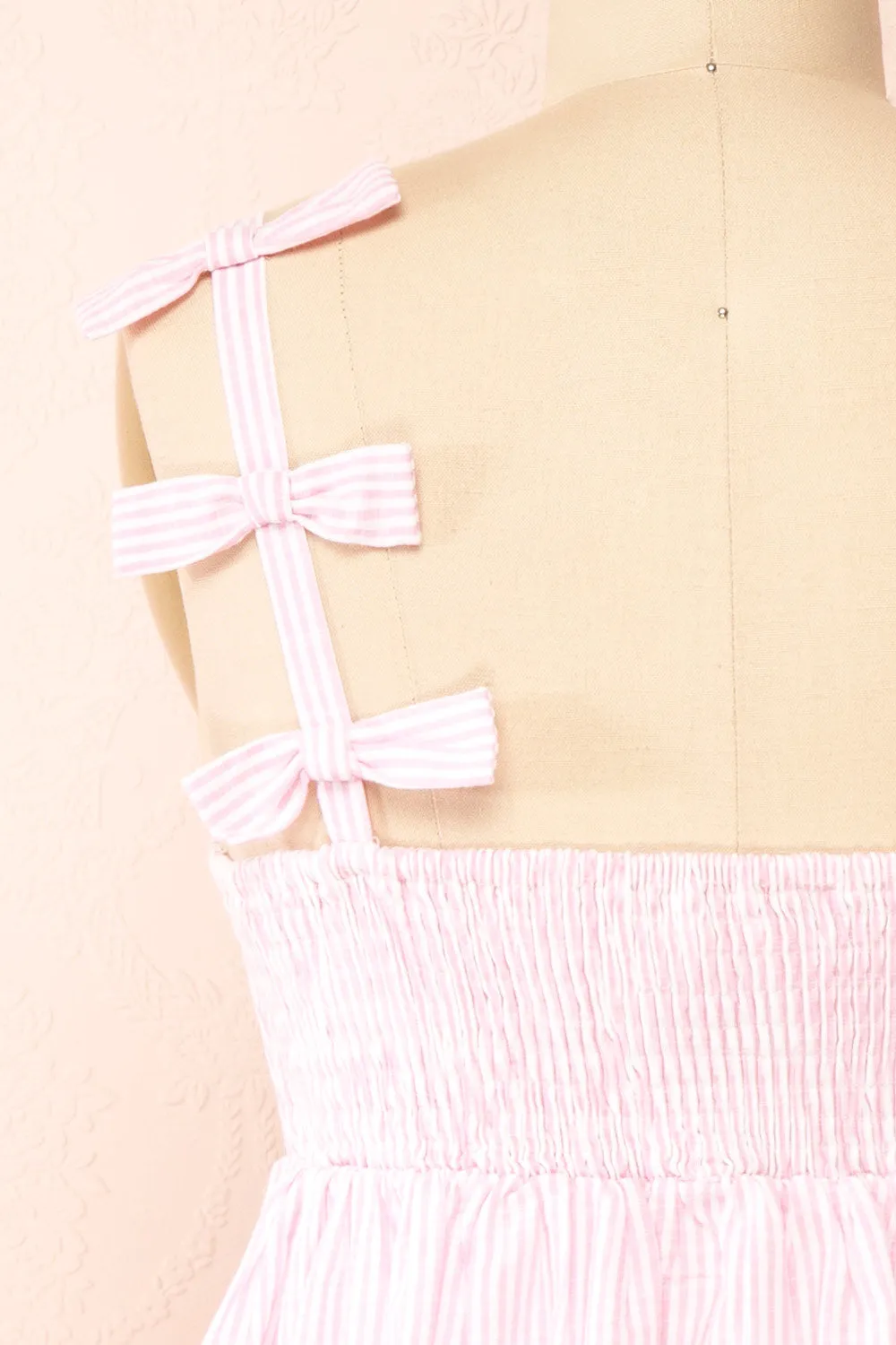 Siva | Striped Short Dress w/ Bow Straps