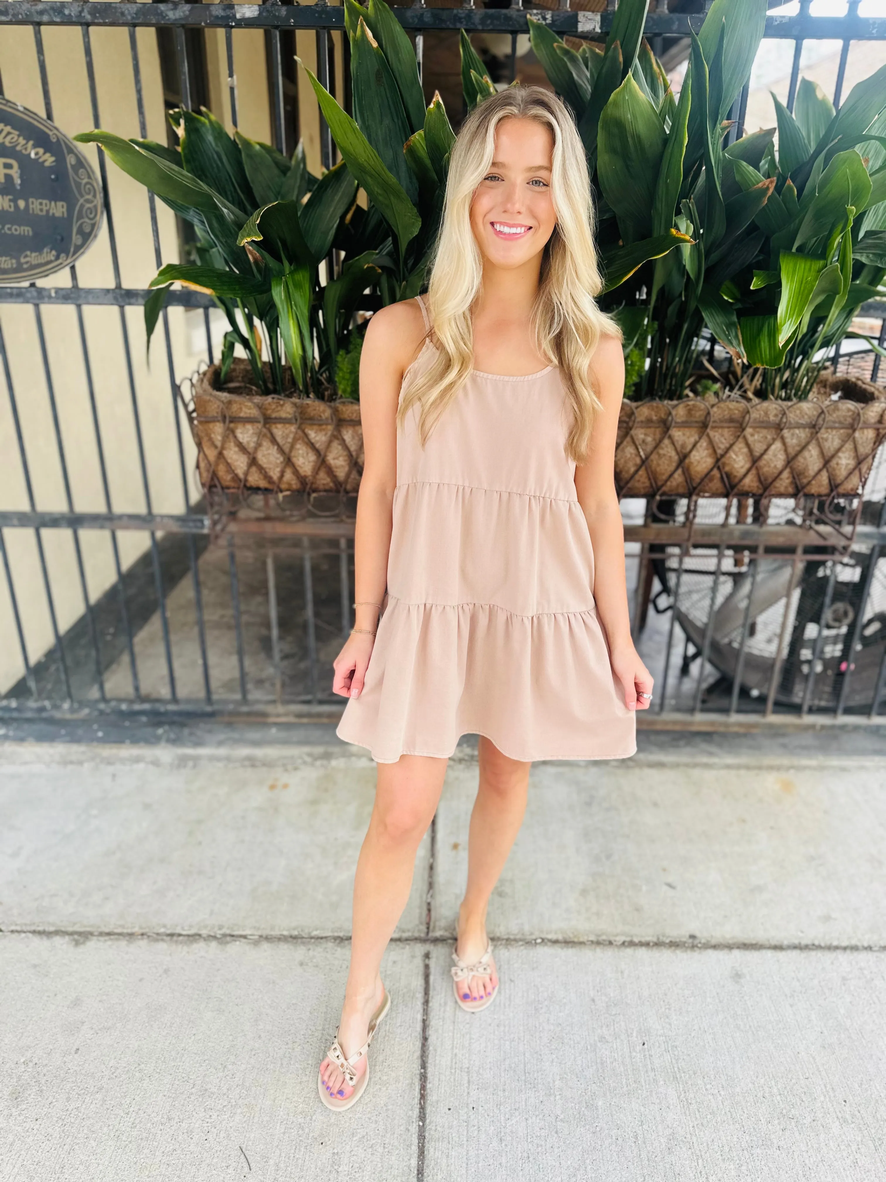 Stafford Summer Mini Dress- Dark Taupe