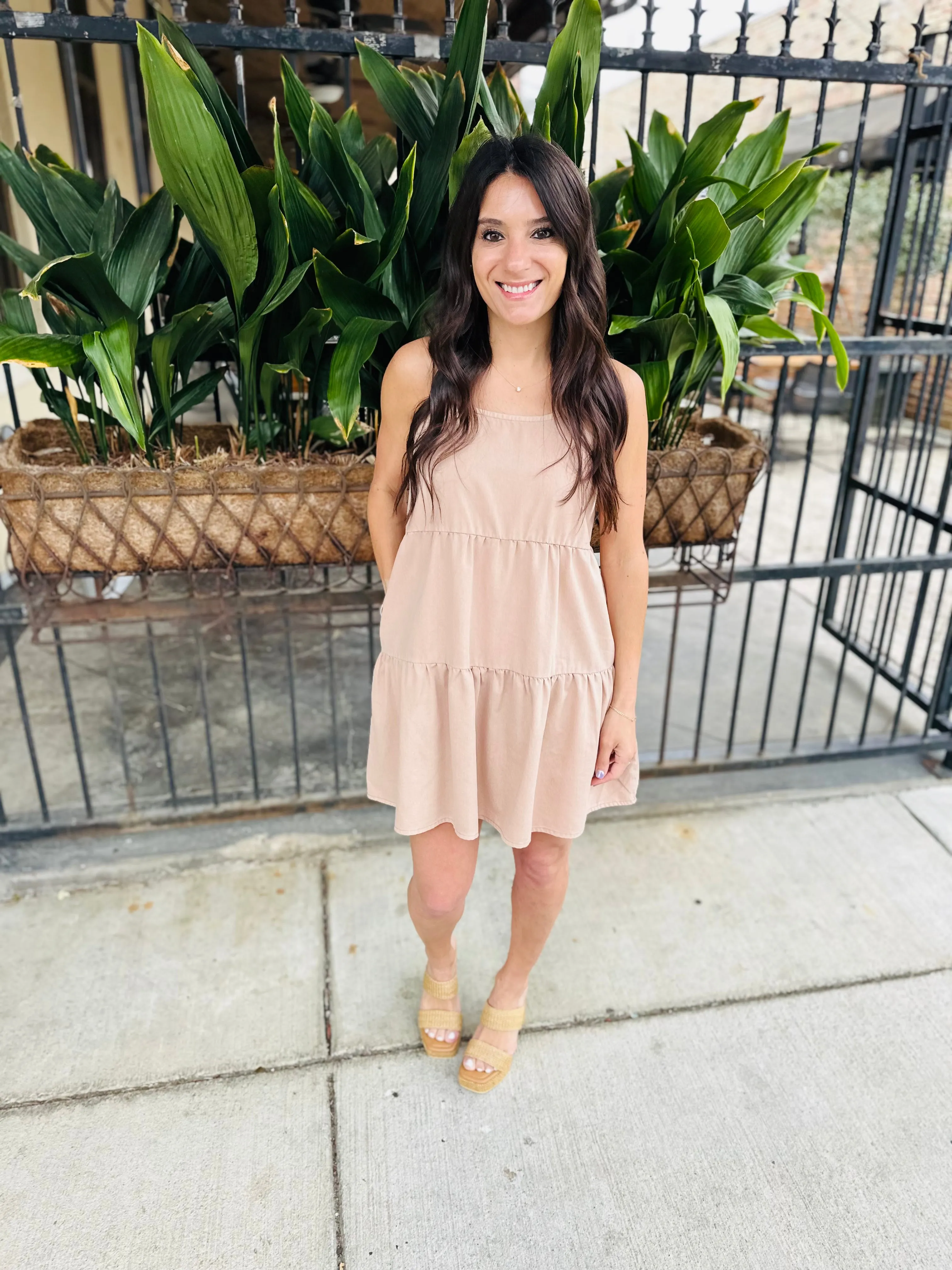 Stafford Summer Mini Dress- Dark Taupe
