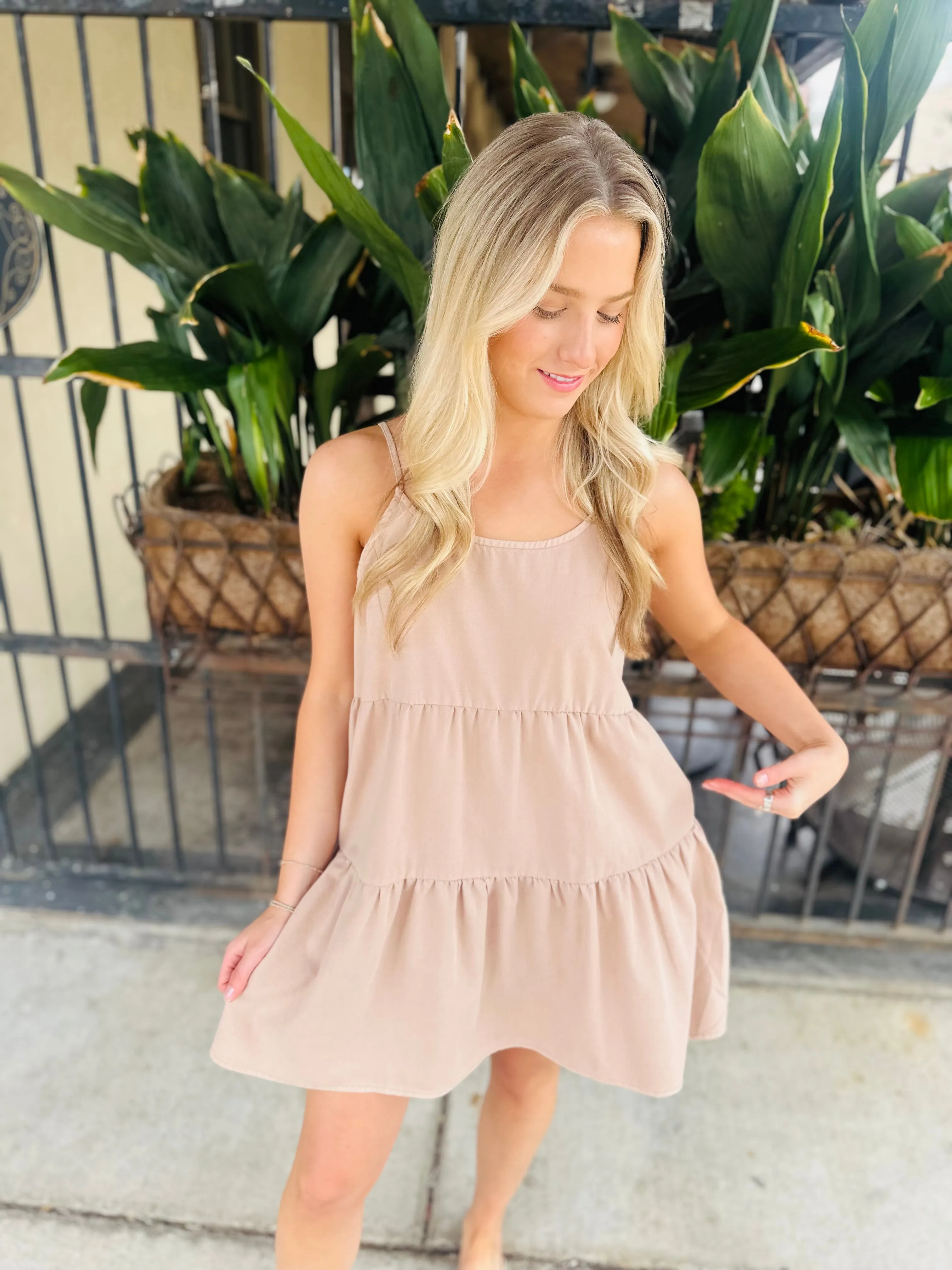 Stafford Summer Mini Dress- Dark Taupe