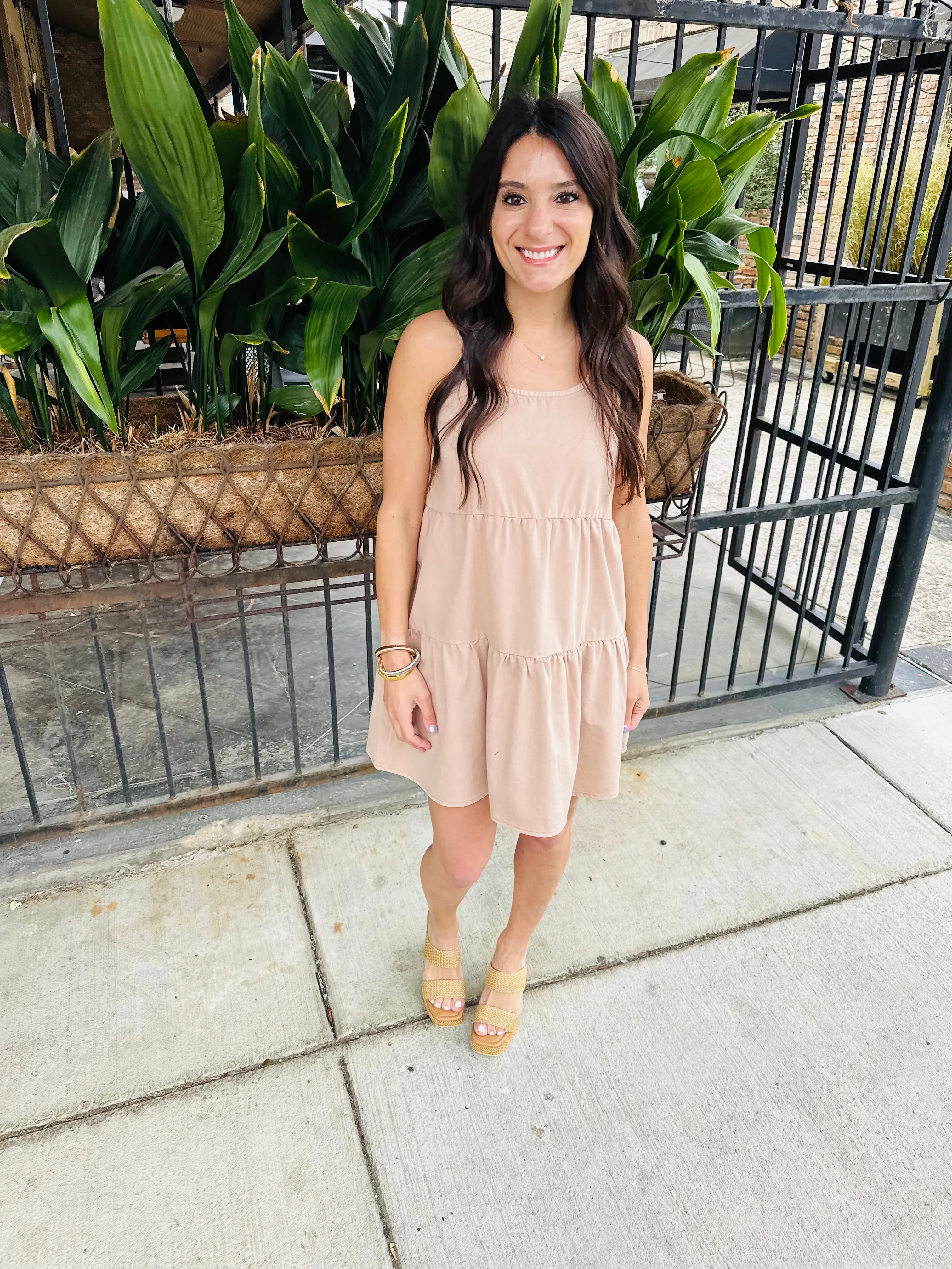 Stafford Summer Mini Dress- Dark Taupe