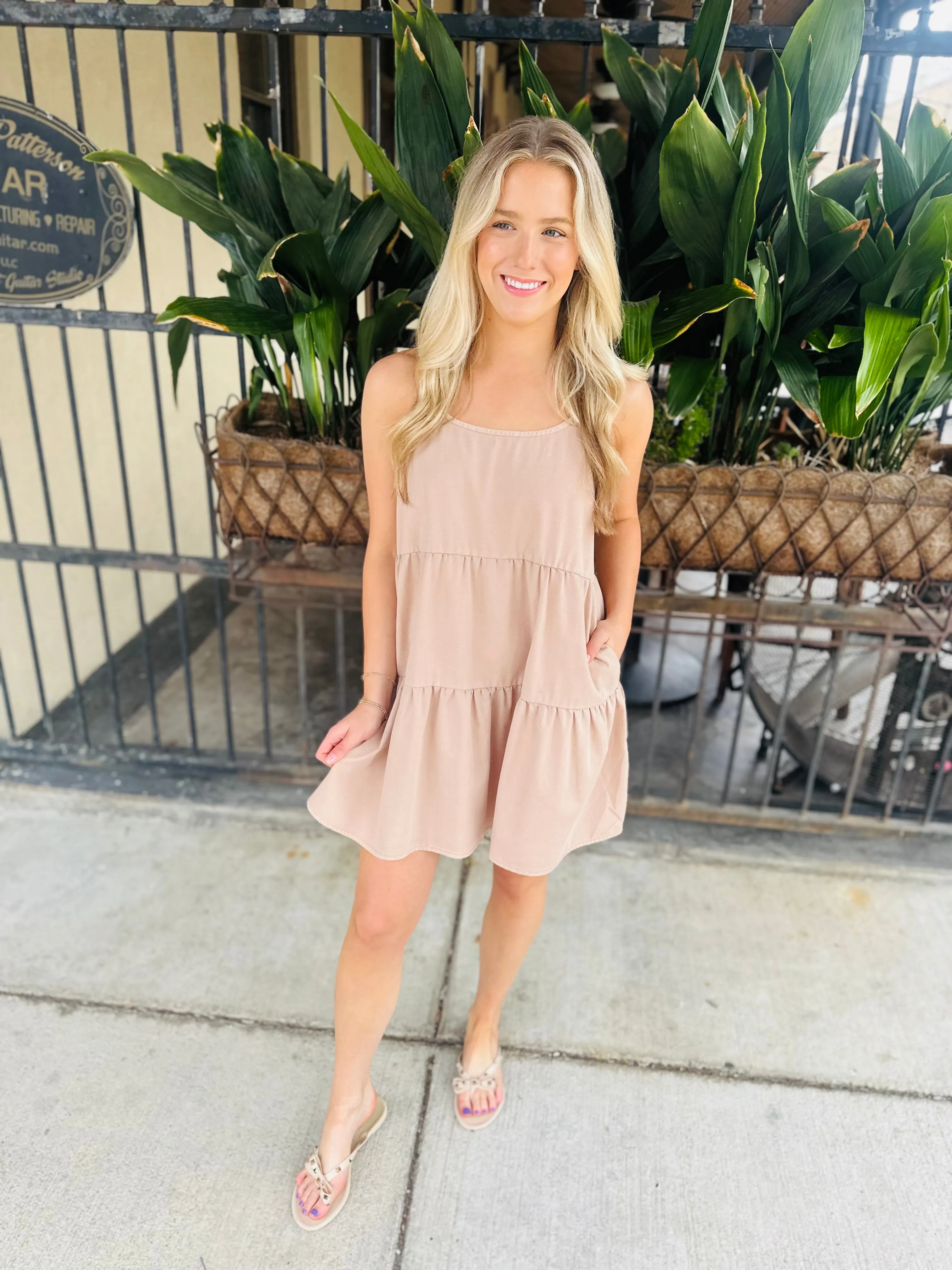 Stafford Summer Mini Dress- Dark Taupe