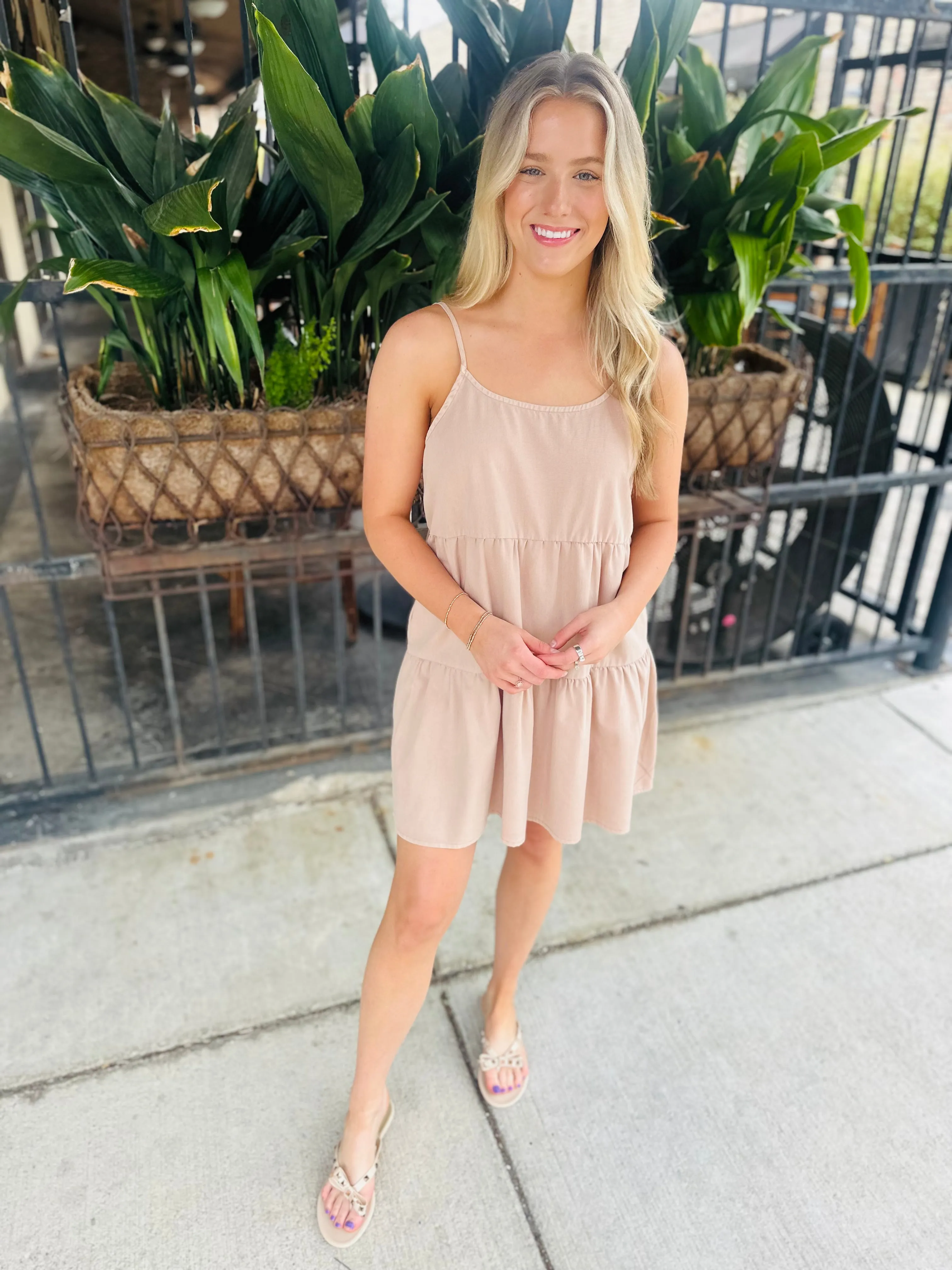 Stafford Summer Mini Dress- Dark Taupe