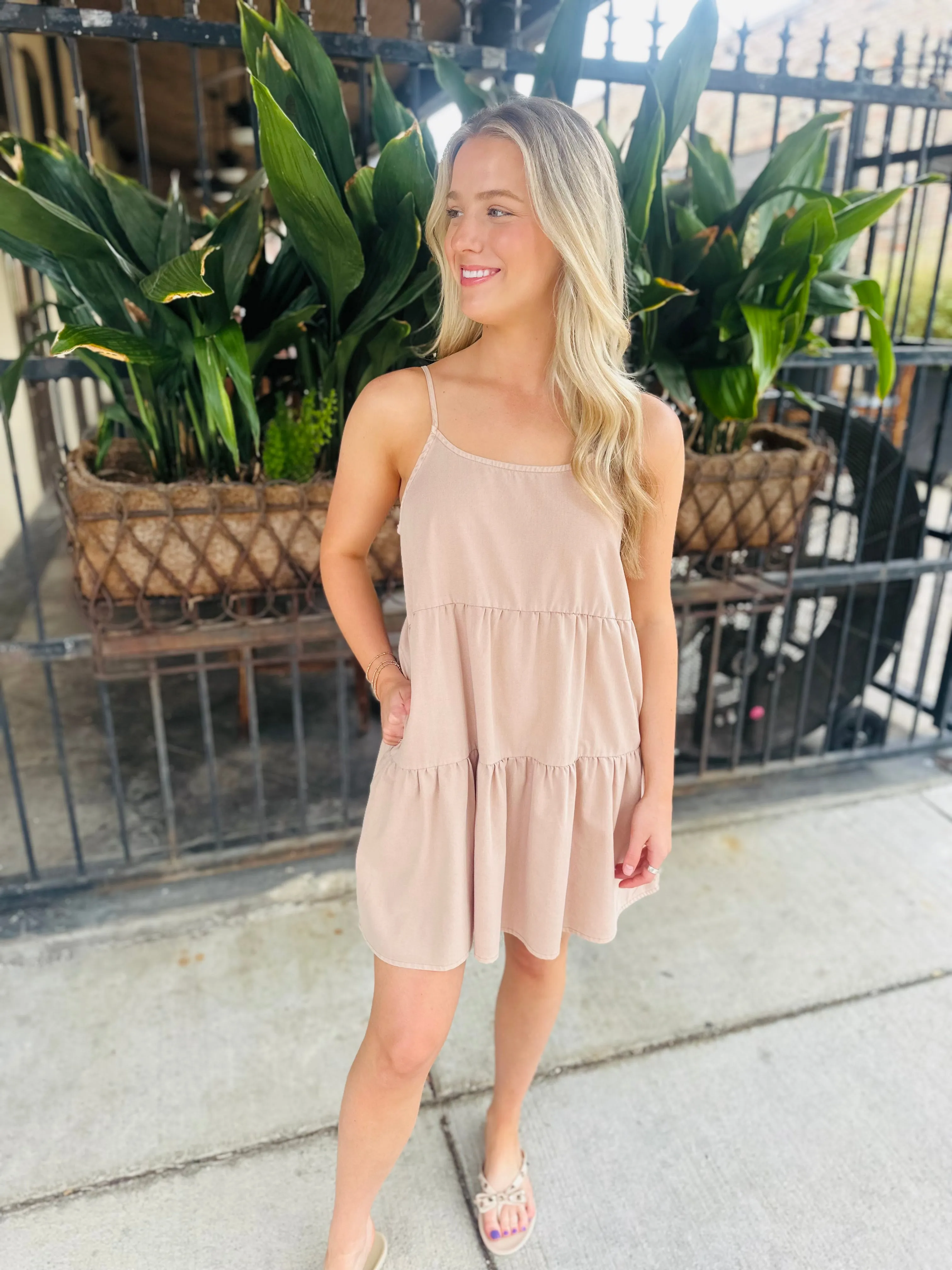 Stafford Summer Mini Dress- Dark Taupe