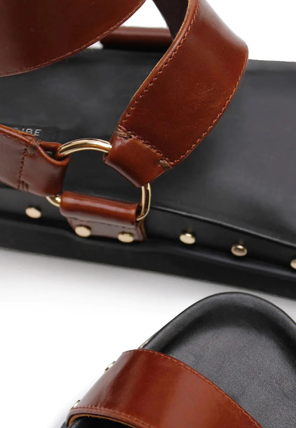 Studded Sandal - Cognac