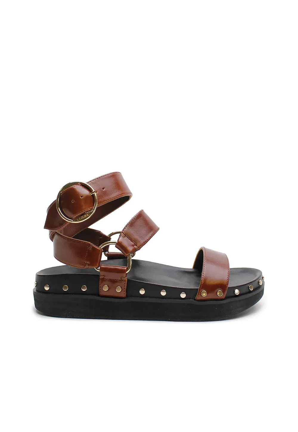 Studded Sandal - Cognac