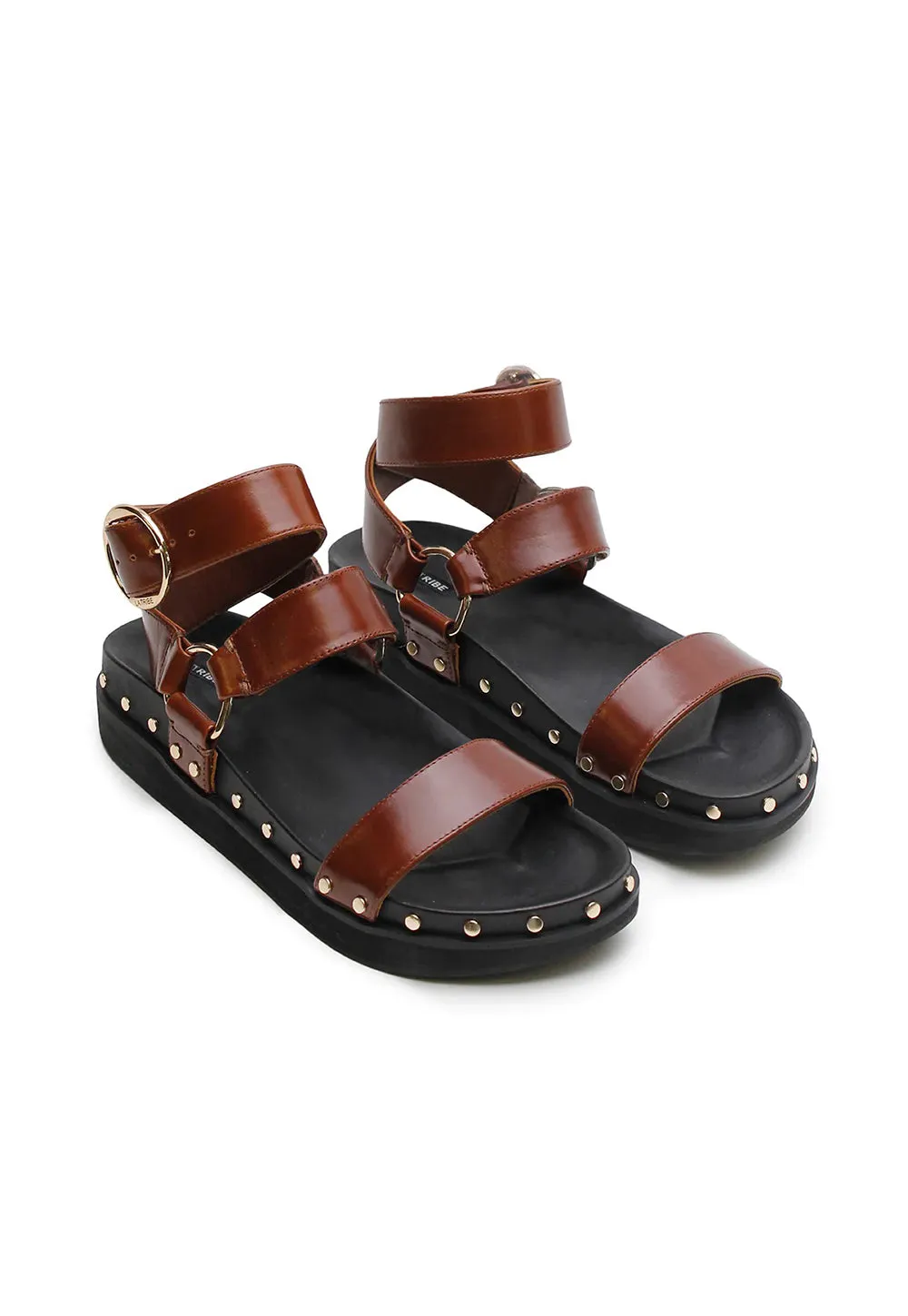 Studded Sandal - Cognac
