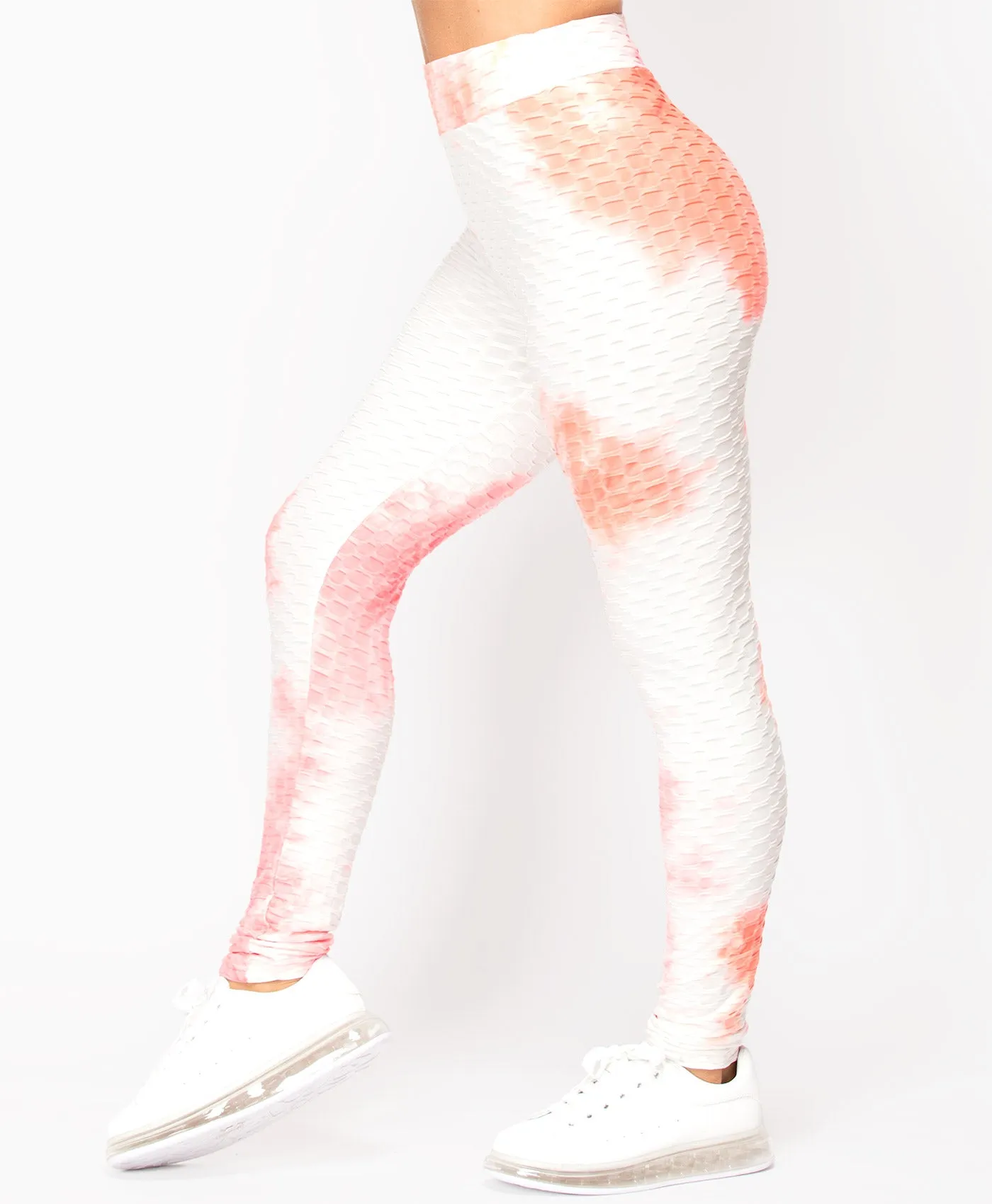 Tie Dye Waffle Textured Active Wear Leggings