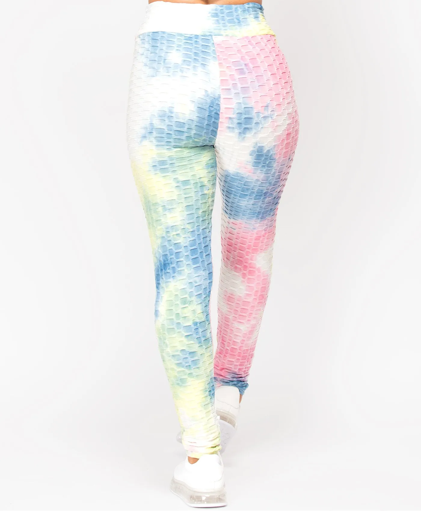 Tie Dye Waffle Textured Active Wear Leggings