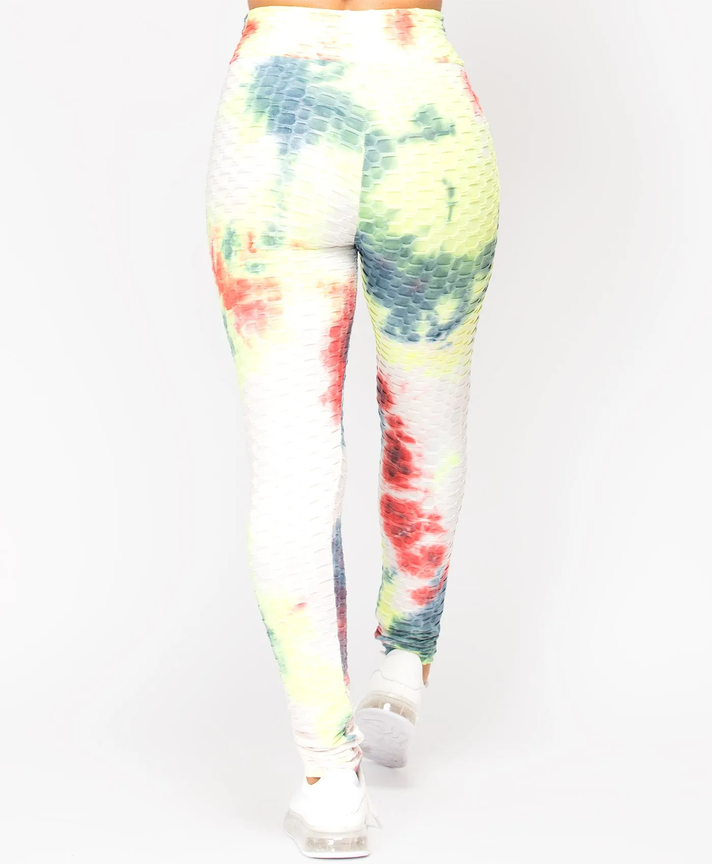 Tie Dye Waffle Textured Active Wear Leggings
