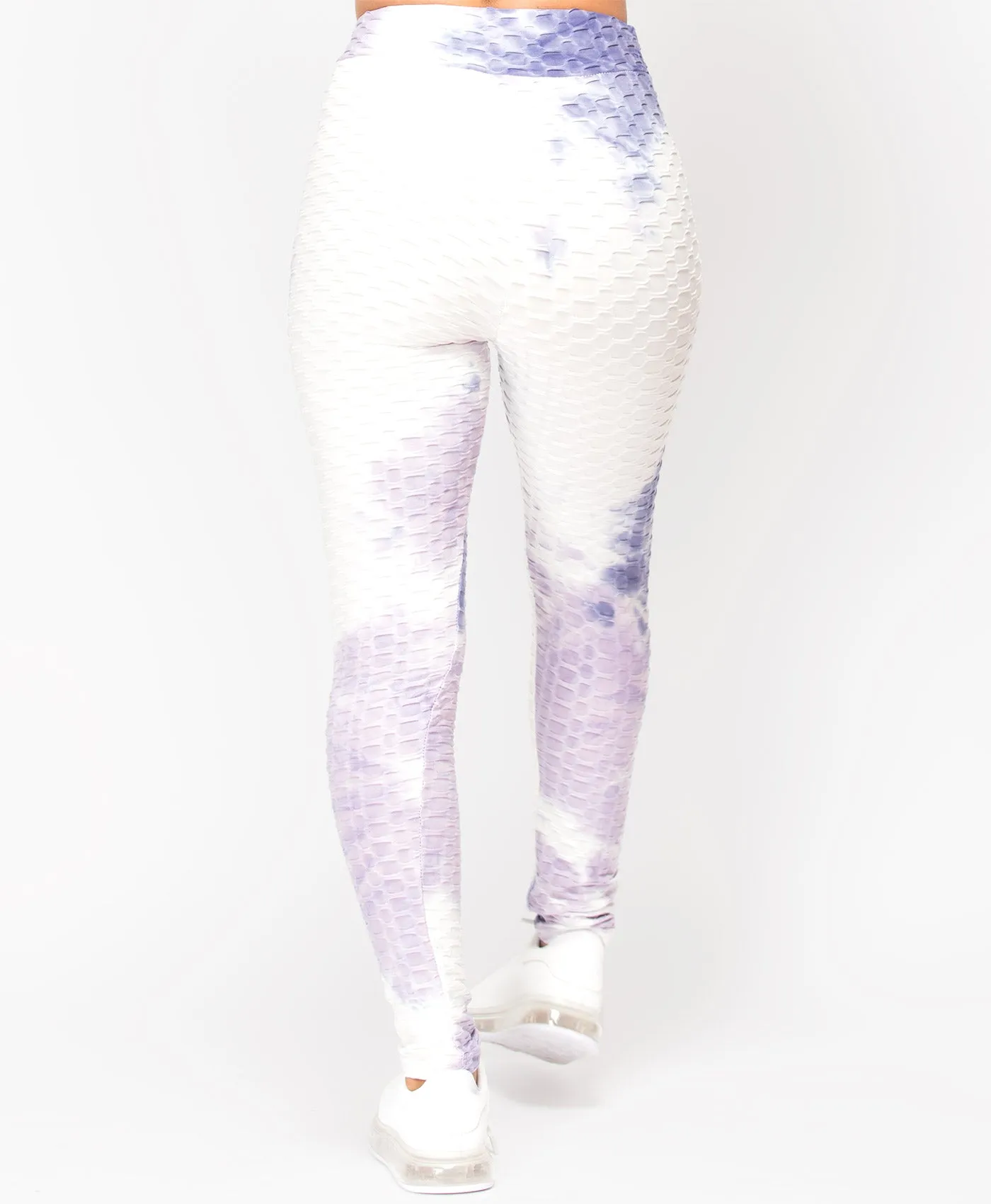 Tie Dye Waffle Textured Active Wear Leggings