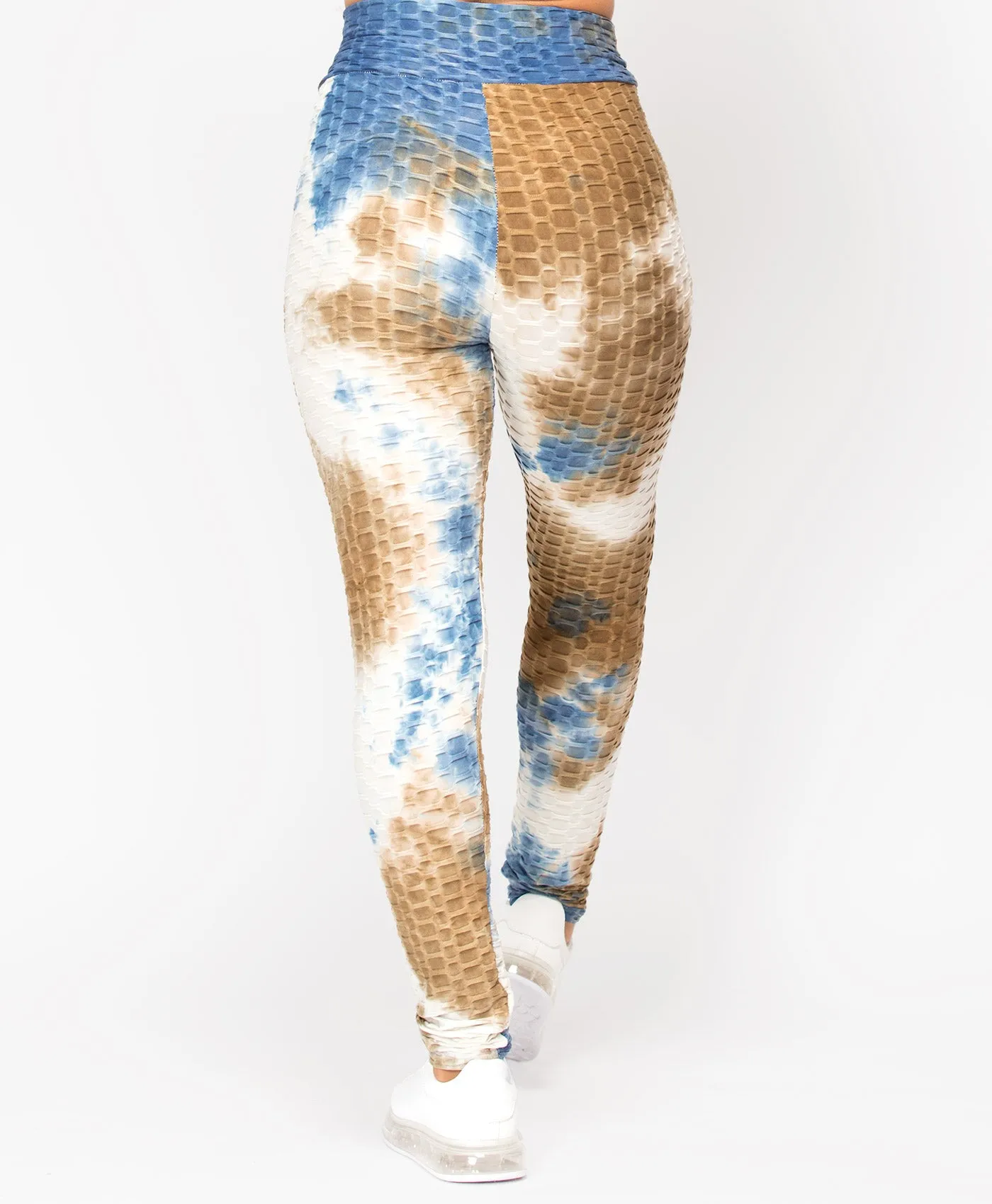 Tie Dye Waffle Textured Active Wear Leggings