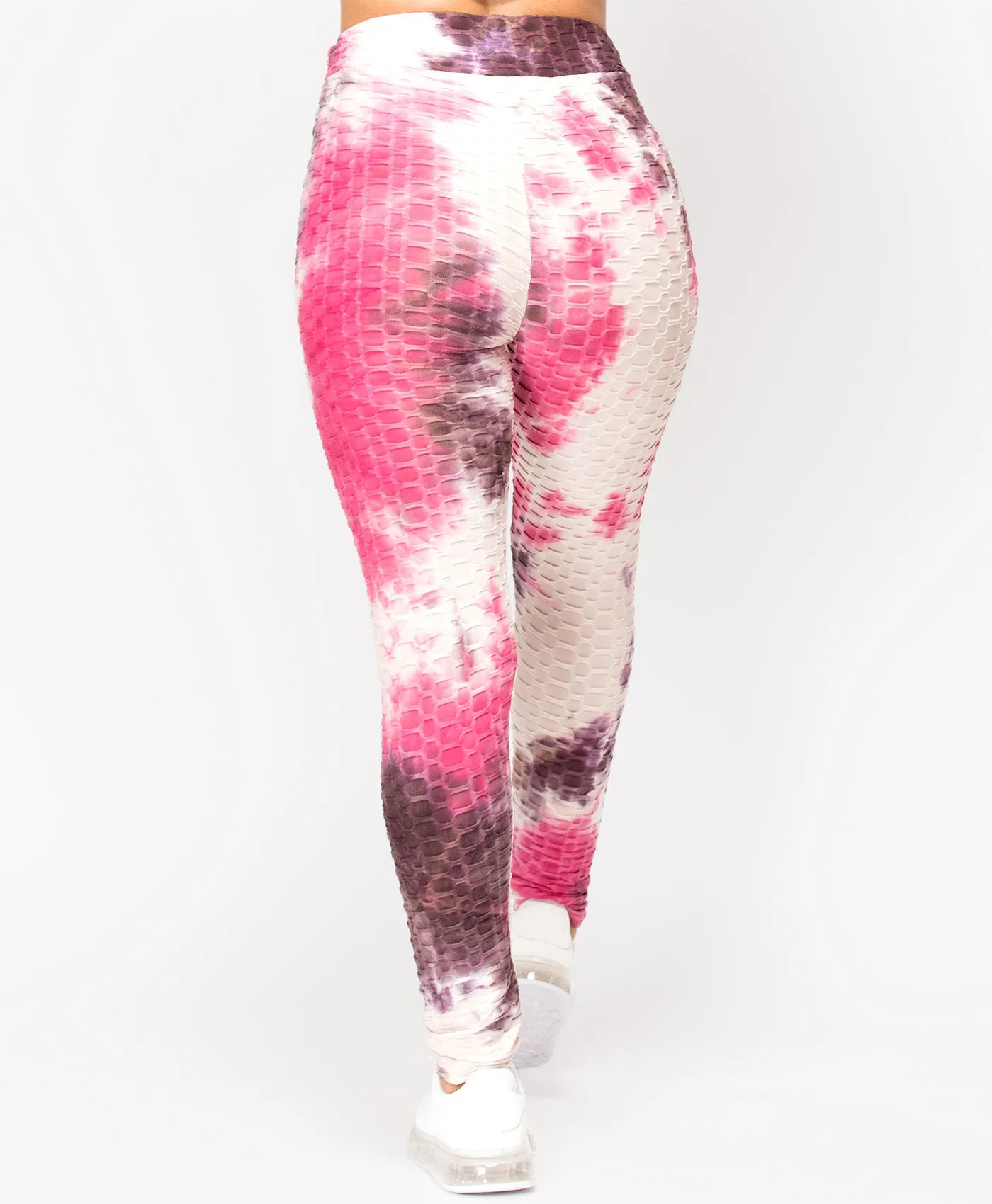 Tie Dye Waffle Textured Active Wear Leggings