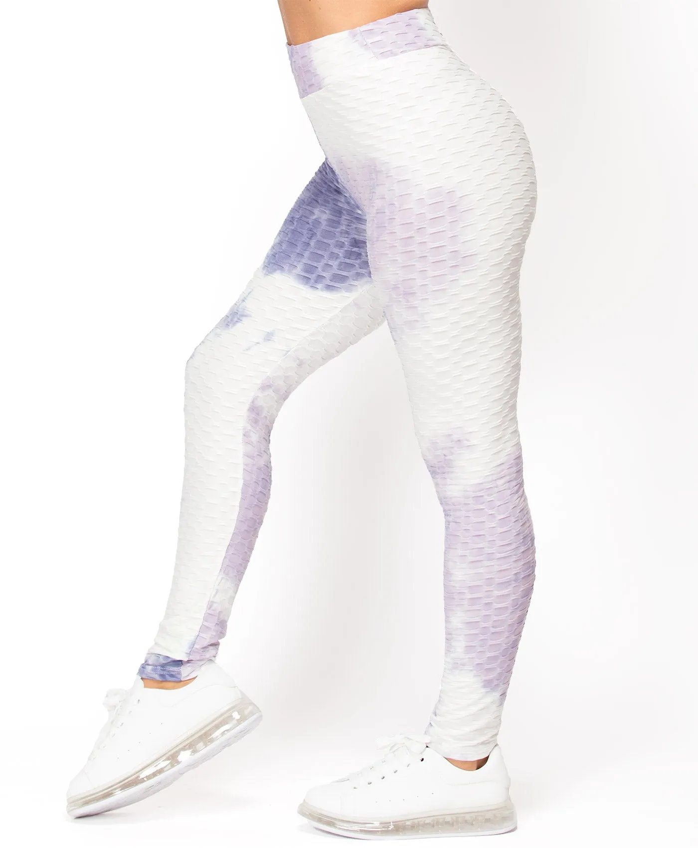 Tie Dye Waffle Textured Active Wear Leggings