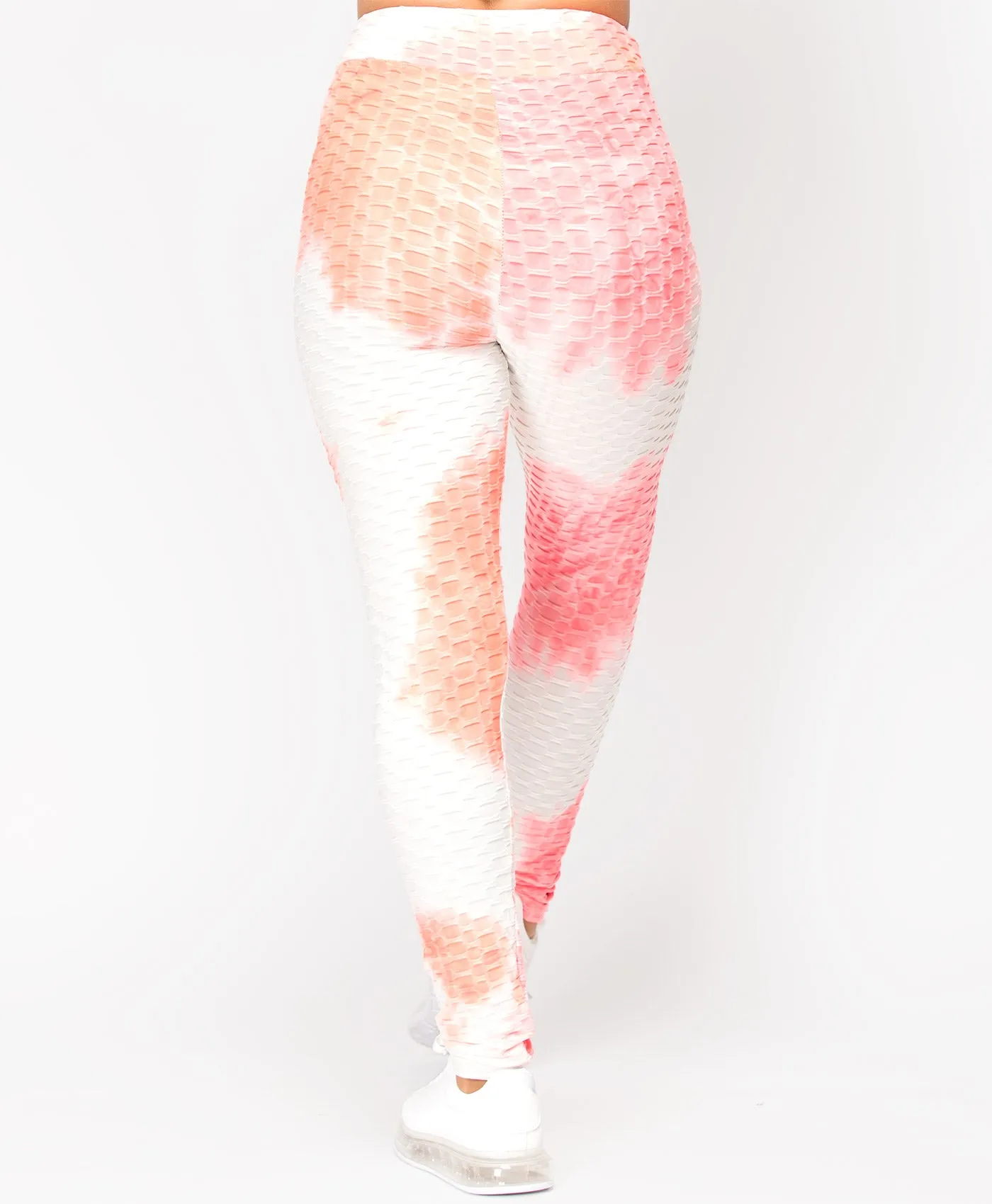 Tie Dye Waffle Textured Active Wear Leggings