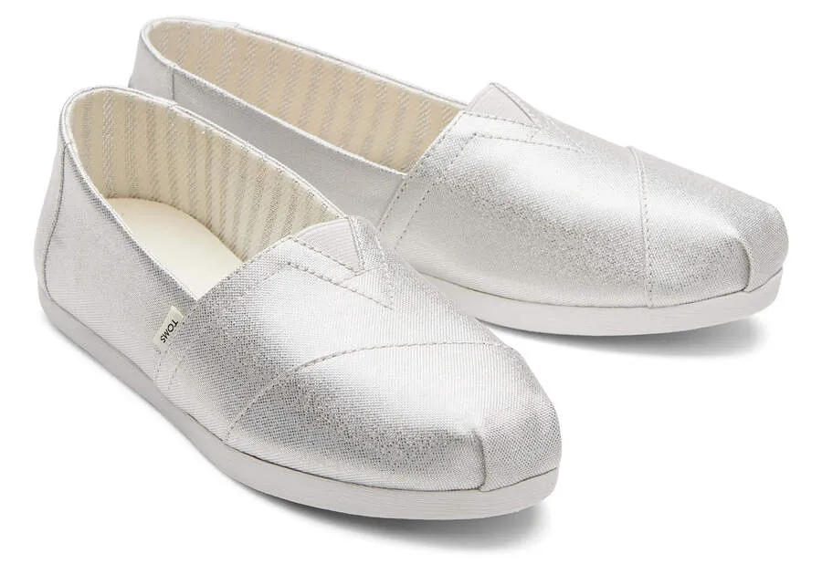 TOMS Womens Glimmer Alpargata Espadrille - Silver