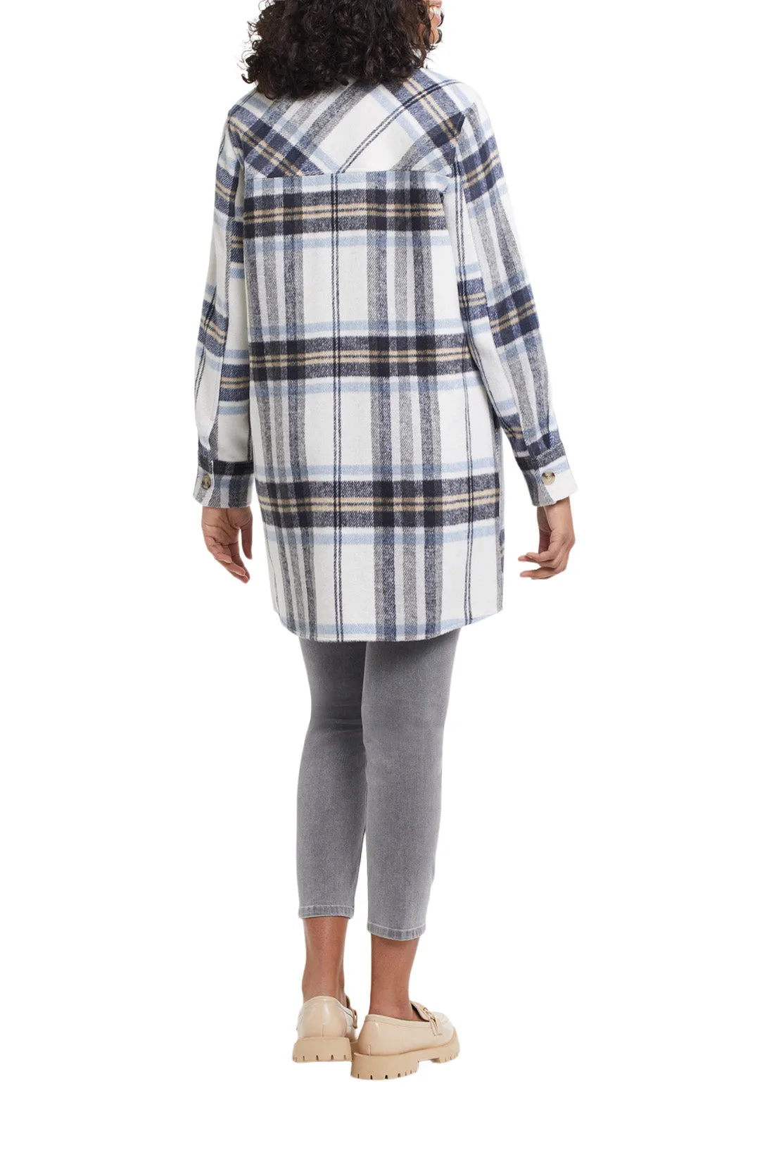 TRIBAL- 7183O-Shacket-W/Notch-Collar-Color-Sailor Blue