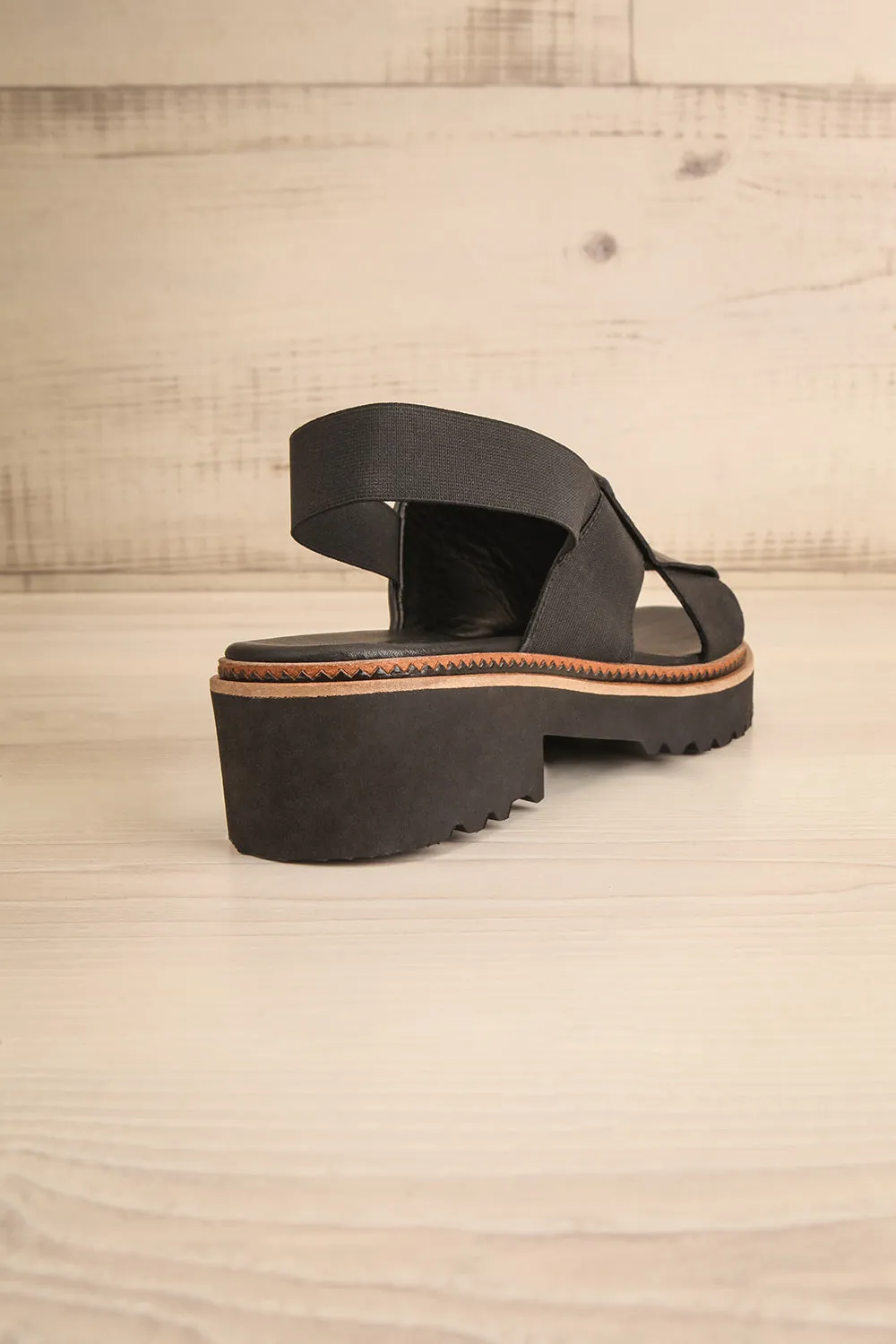 Turvey | Black Leather Open-Toe Sandals