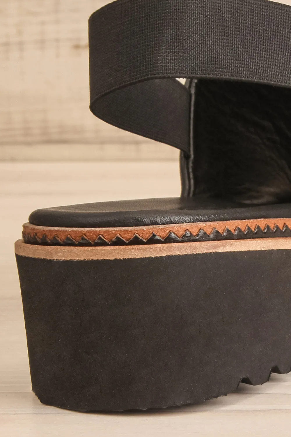 Turvey | Black Leather Open-Toe Sandals
