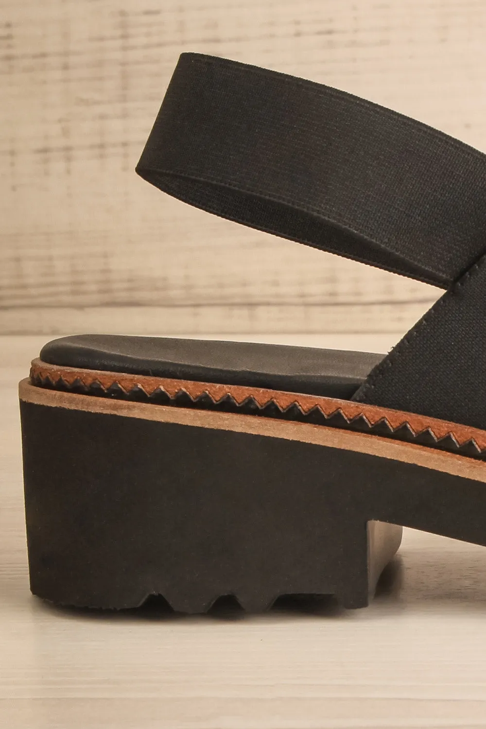 Turvey | Black Leather Open-Toe Sandals