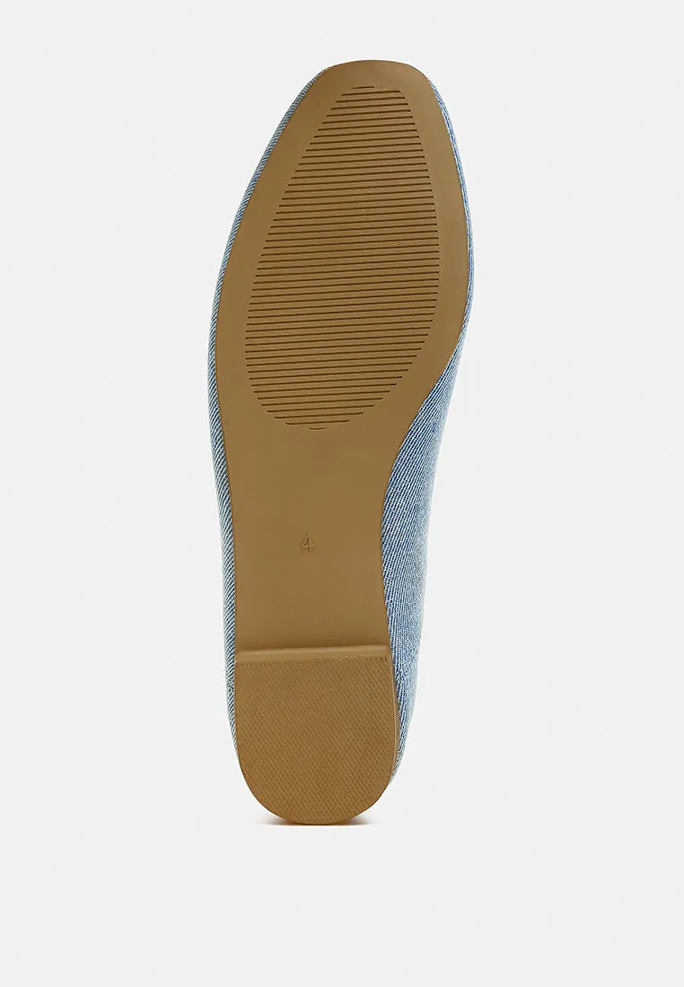 Vigilante Bow Detail Denim Ballerinas