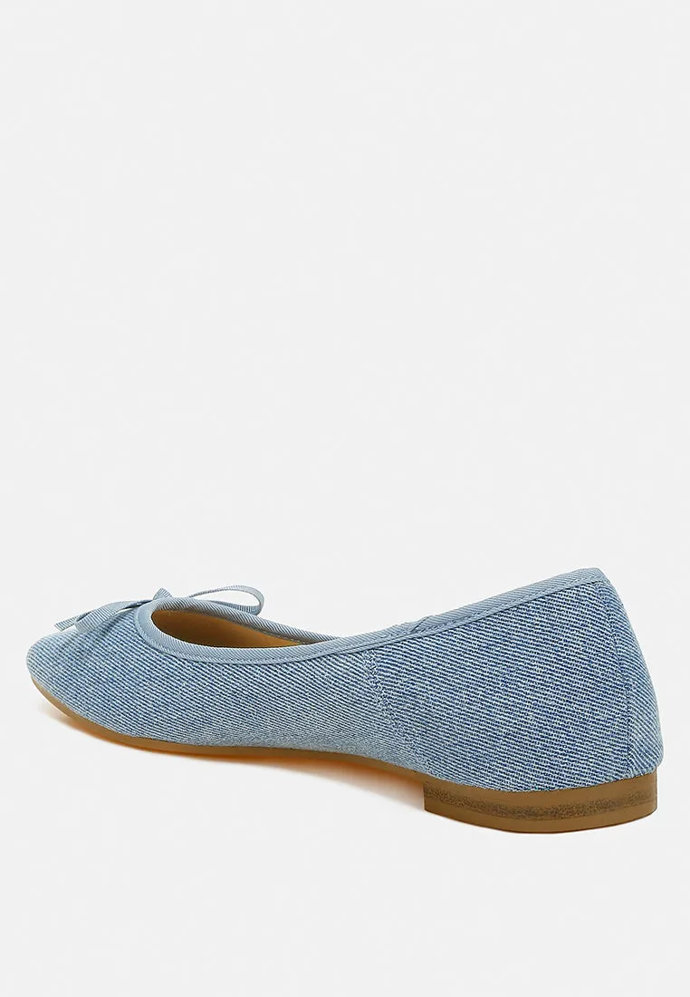 Vigilante Bow Detail Denim Ballerinas