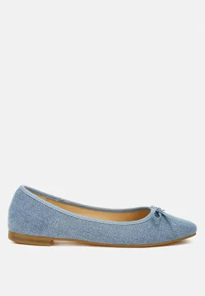 Vigilante Bow Detail Denim Ballerinas