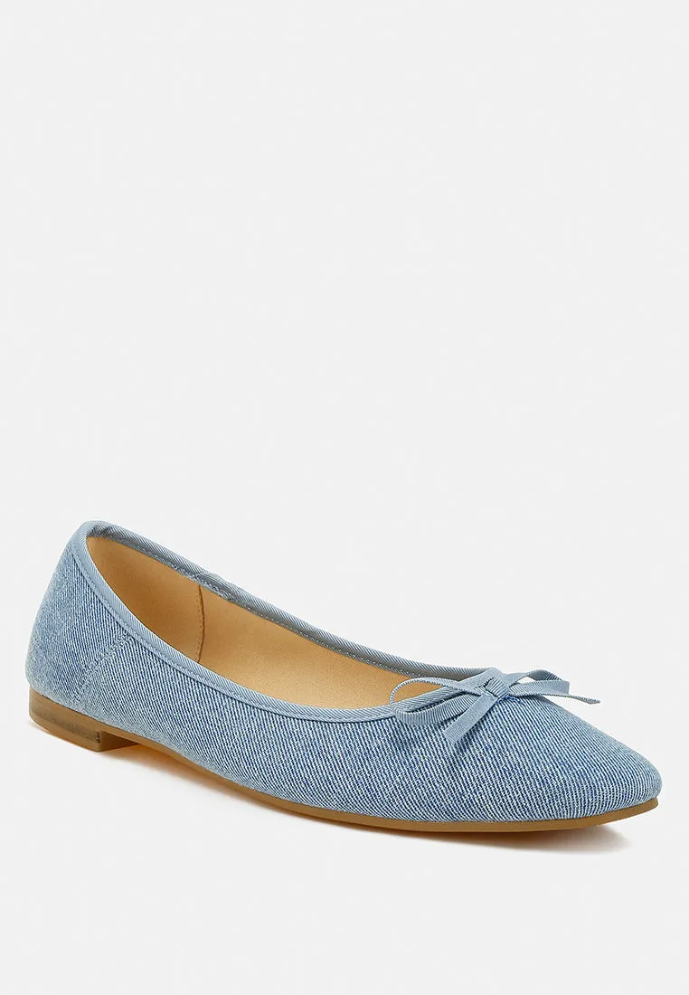 Vigilante Bow Detail Denim Ballerinas