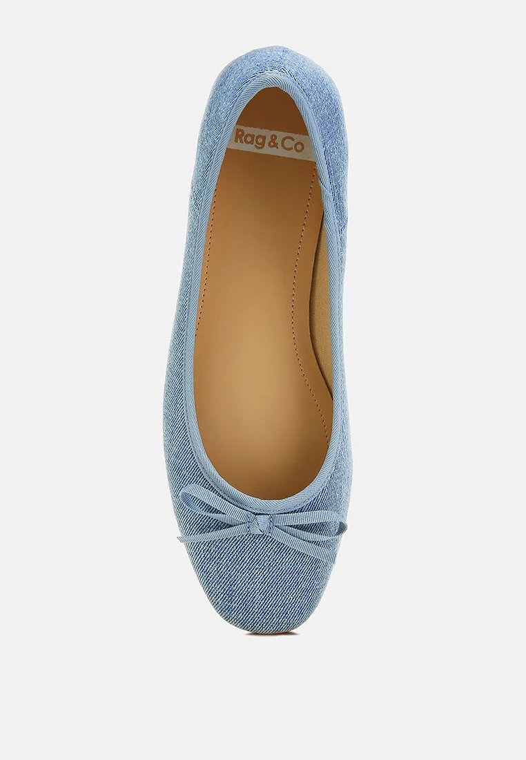 Vigilante Bow Detail Denim Ballerinas