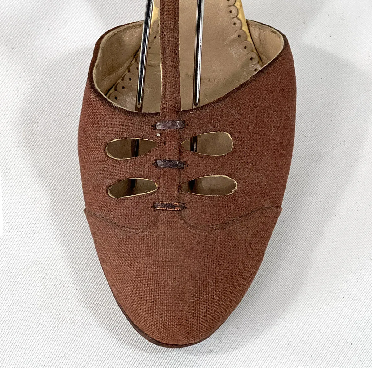 Vintage 20s T-strap Heels Strappy Daytime Flapper Shoes Brown Frederick & Nelson VFG