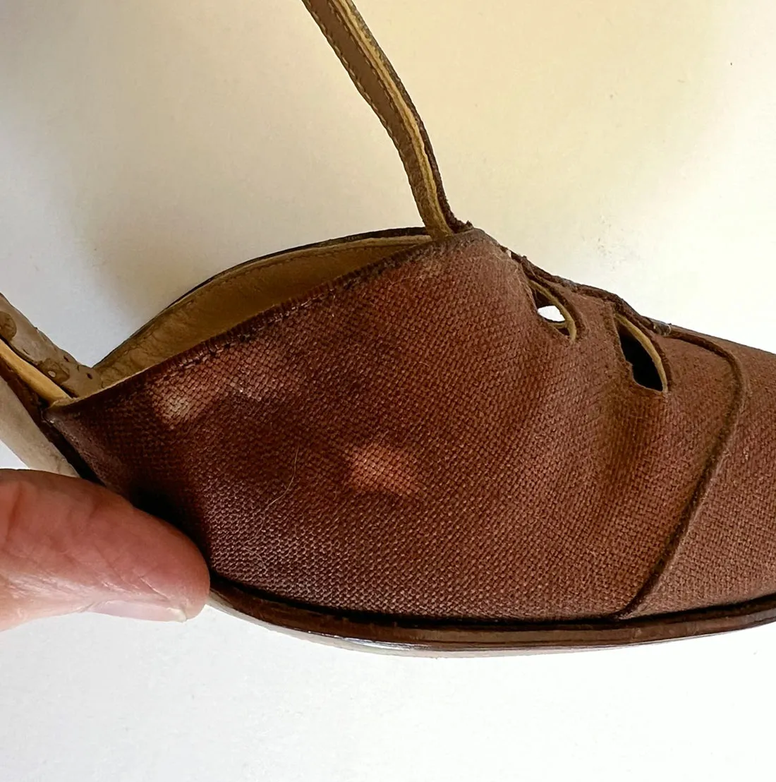 Vintage 20s T-strap Heels Strappy Daytime Flapper Shoes Brown Frederick & Nelson VFG