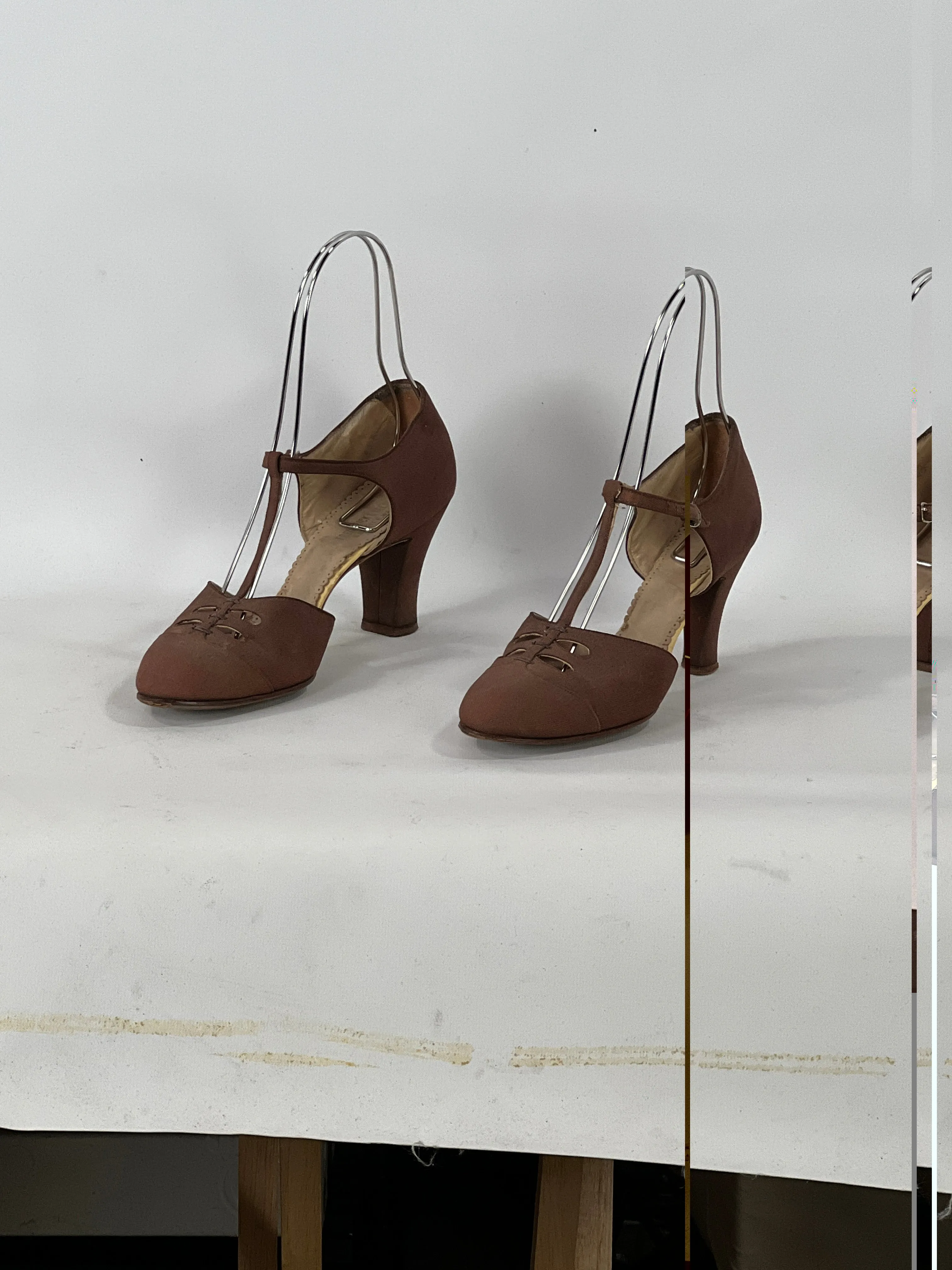 Vintage 20s T-strap Heels Strappy Daytime Flapper Shoes Brown Frederick & Nelson VFG