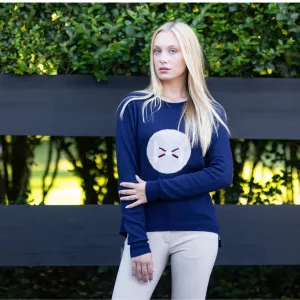 Vintage Crossrail Crewneck  Sweater - Classic Navy - Ladies